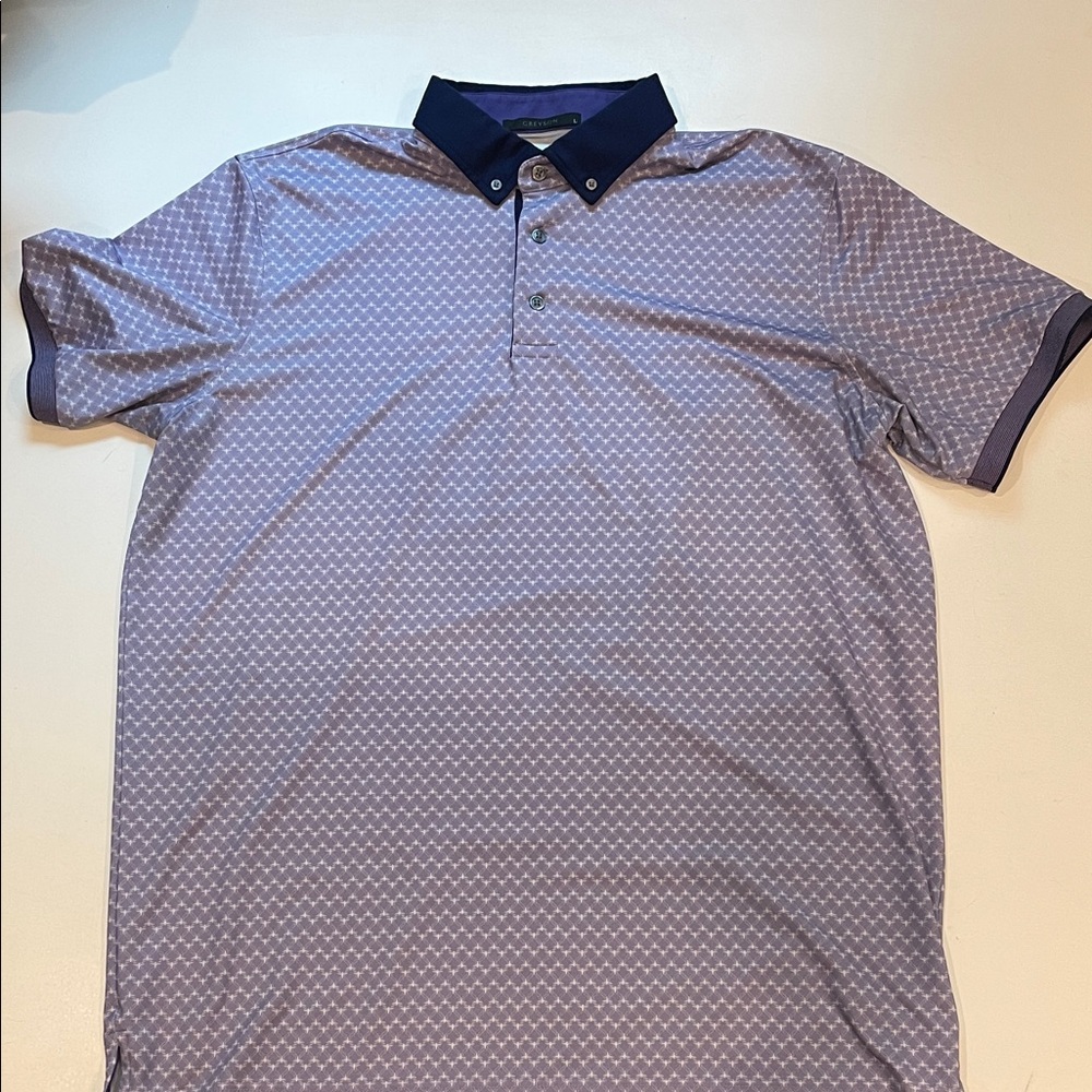 Men’s Greyson Polo - 4-way stretch - Navy/Purple - Large